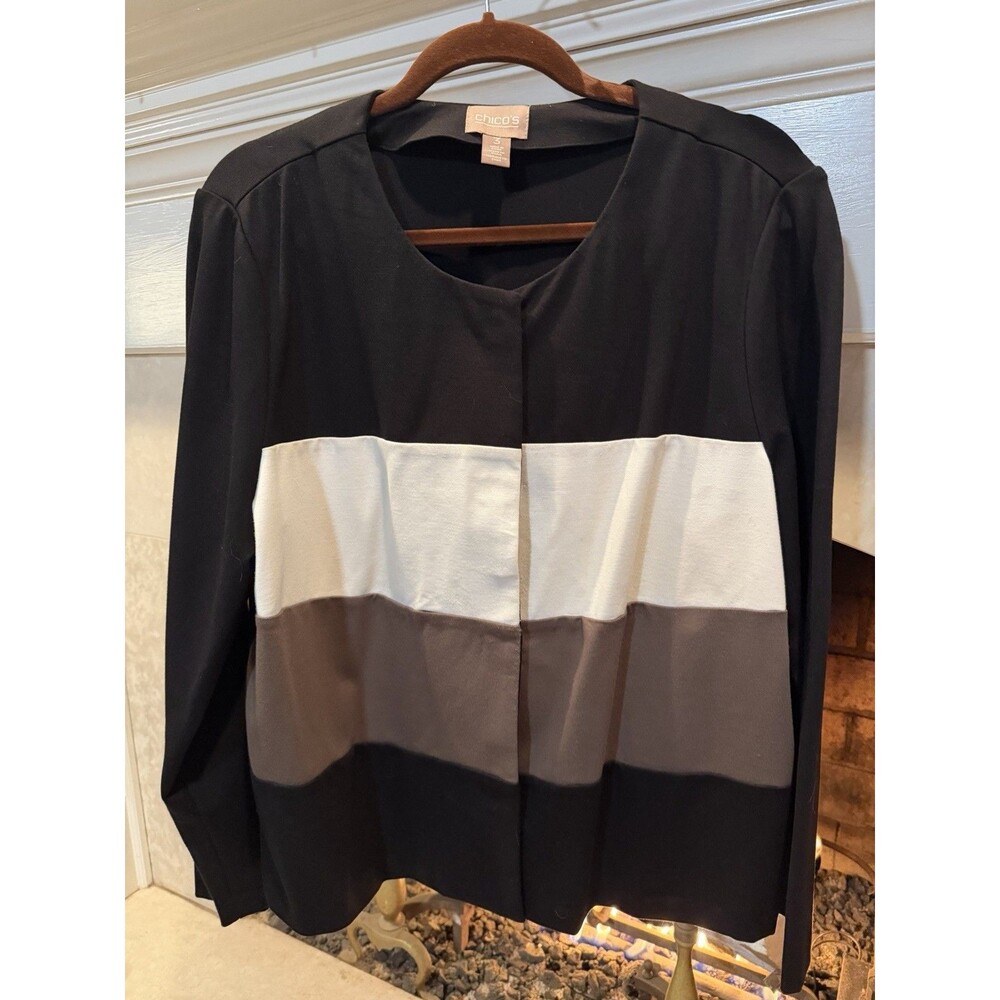 Chico’s Color Block Snap Front Blazer Size XL